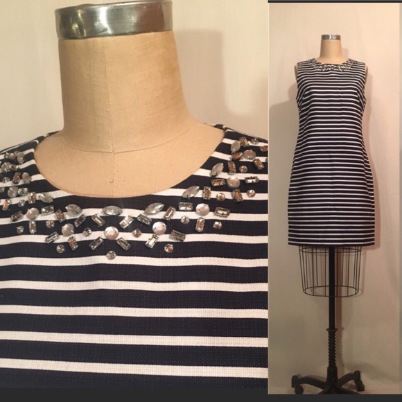 J. Crew Dresses & Skirts - J. Crew Rhinestone Nautical Stripe Dress